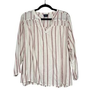 Splendid Linen White Pink Striped Blouse Women’s XL Beachy Breathable Casual Top